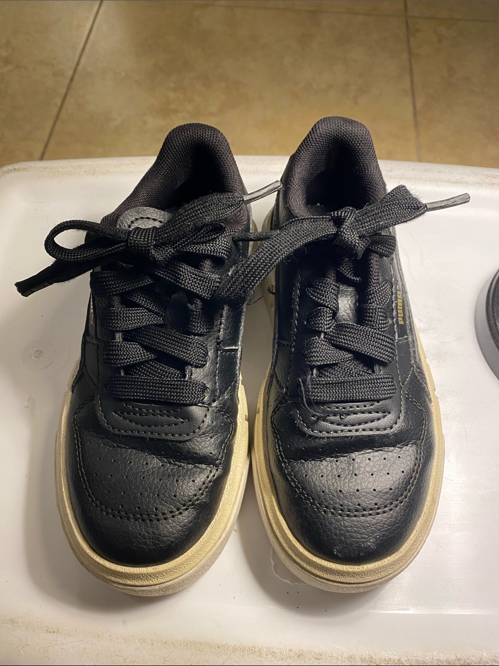 Puma Kids Black Sneakers with Cream Sole